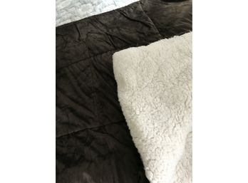 Reversible King Size Comforter Brown Cream Sherpa
