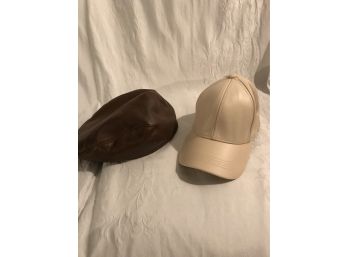 2 Mens Brown Genuine Leather Hats