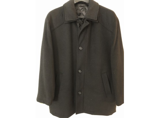 J. Ferrar Modern Fit Jacket, Black, XL, Zippered & 4 Button Closure, Double Collar.