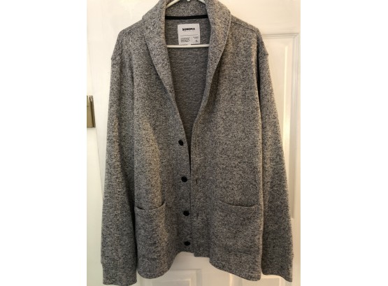 Sonoma XL, Light Gray W/ Black Speckles, 5 Button-down Sweater, 2 Front Pockets