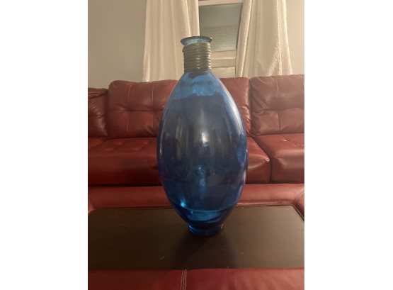 Large Blue Floor Vase 24 Inches Tall 12 Inches Wide See Photos