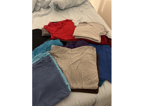 Huge Lot Of Mens 26 Size Large T-shirts Short Sleeve Some Long Sleeve See Photos