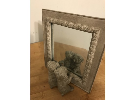 Adorable Dogs Puppy Looking In Mirror