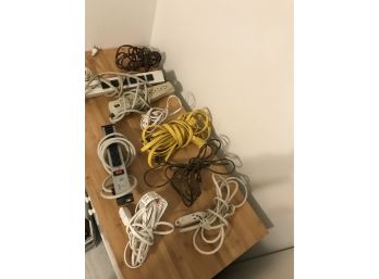 Huge Lot Of Extension Cords And Surge Protectors