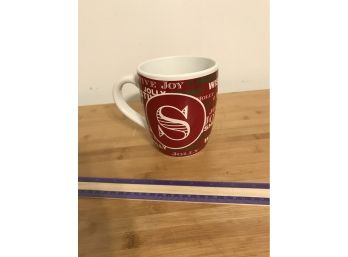 XL Merry Mistletoe Stoneware Christmas Mug Letter S