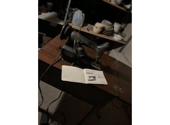 Vintage 1950s Singer Sewing Machine Table With Buttonholer Set