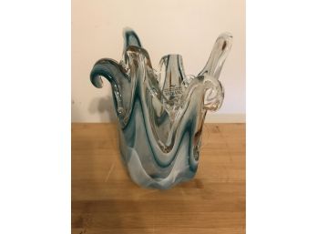 Murano Style Blue Vase