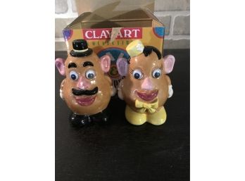 Clay Art 1994 Spud Salt And Pepper Shakers With Box