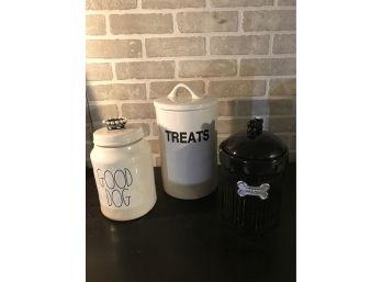 3 X Dog Puppy Treat Canisters