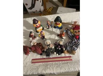Lot Of Clowns Figurines Puppet Ceramic See Photos