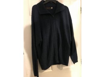 Mens Comfort Knits Navy Blue Zip Up Sweater Size Large