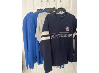 New York Rangers Lot 2 Sweatshirts Size L - 1 Tee Size M - 1 Fleece Size L See Photos