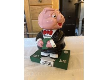 Vintage 1991 Fundamental Too Collectible Money Makes My Head Spin Piggy Coin BanK