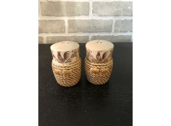 Vintage Salt And Pepper Shakers With Painted Rooster