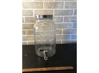 Jar Glass Beverage Dispenser Container W/TapMason 2.5 Gallon Capacity