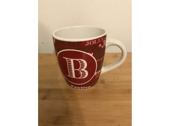 XL Merry Mistletoe Stoneware Christmas Mug Letter B