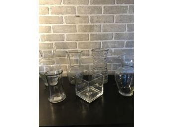 Lot Of 6 Clear Glass Vases Vase Lot