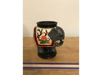 Vintage Ceramic Hand Painted Candle Holder Elephant