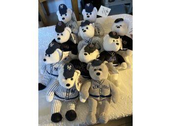 Lot Of 10 - 8' New York Yankees Mets Plush Baseball Teddy Bears Genuine MLB Merchandise