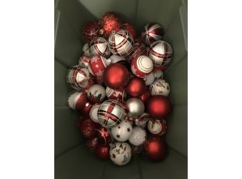 Huge Bin Lot Of Red Christmas Balls Ornaments