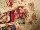 Lot Of 7 Vintage Christmas Stocking And A Rag Doll
