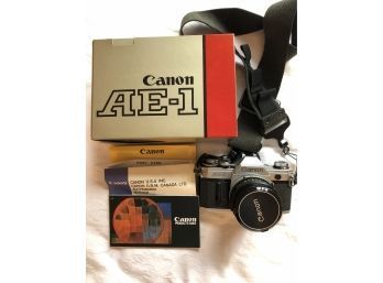 Vintage Canon AE-1 35mm Camera W/ Canon 50mm 1.8 Lens , Hard Case, Power Winder A, Original Boxes