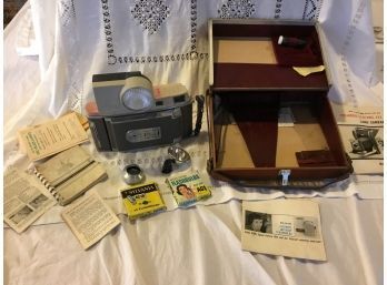 CAMERA - Polaroid Electric Eye Land Camera Model 850 With Flash - VINTAGE (1961) With  Cowhide Case And More