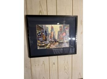 New York City Times Square Artwork Signed 21 X 17 See Photos