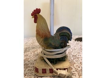 3pm Rooster Lot, Lamp Is 16 Tall, Not Tested, Needs Cleaning