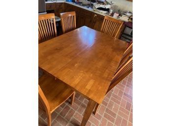 Kitchen Dining Table With Attached Folding Hinged Leaf And 6 Chairs