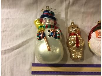 Lot Of 3 Vintage Glass Christmas Ornaments