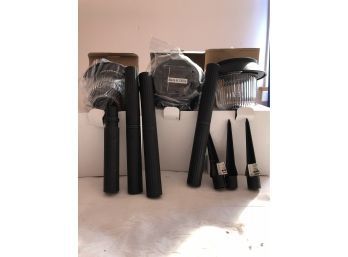 Lot Of 3 Solar Lights, W/ 3 Stakes, Unused In Original Boxes, Not Tested. Solar Light Are 5 Tall, Stakes 12