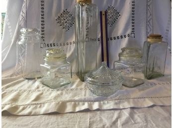 Lot Of 6 Glass Canisters