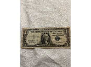 1957 One Dollar Note $1 Silver Certificate Bill Blue Seal US Currency Circulated