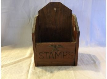 Vintage Wood Hanging Stamp Box