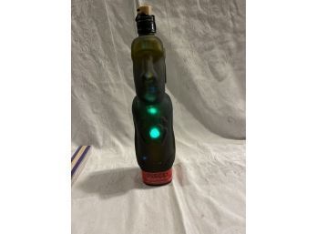 Vintage Lighted Pisco Capel Reservado 'Moai' Bottle Statue Of The Easter Island Green Smoked Glass See Photos