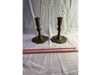 Set Of 2 Brass Taper Candleholders See Photos