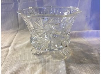 Vintage Star And Pinwheel Pattern Footed Glass Candy Dish