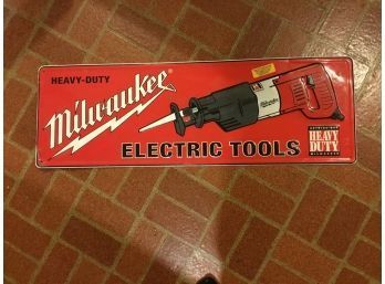 Milwaukee Metal Sign Heavy Duty Electric Tools Sawzall Embossed Tin
