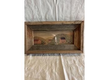Wooden Frame Hanging Country Folk Art See Photos