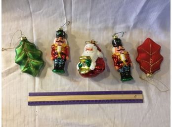 Lot Of 5 Vintage Glass Christmas Ornaments