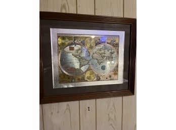 A New And Accvrat Accurat Map Of The World Foiled Silver Gold Framed Wall Decor