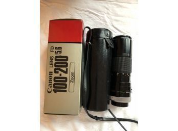 Vintage Canon FD 100-200mm Zoom Lens, 5.6 /both Lens Caps, Canon 55mm SKY 1-A Filter, Original Box & Hard Case