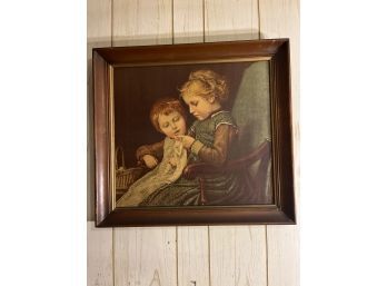 Vintage Artwork The Young Knitters By Albert Anker 24x21 See All Photos