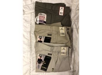 Lot Of 3 Mens Lee Khakis, 32x30, New With Tags, All Need Cleaning, May Have A Musty/dusty Smell