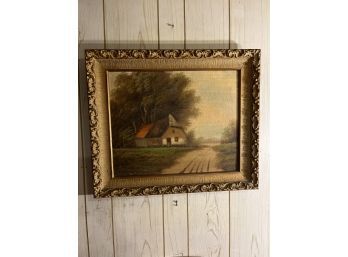 Beautifully Framed Antique Oil Painting Back Stamped Made In Holland 25 X 21 See Photos