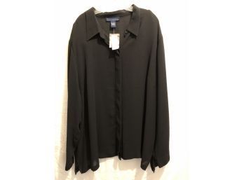 Venezia Ladies Button Down Blouse/shirt. Size 26/28, Black. New With Tags, Needs Cleaning.