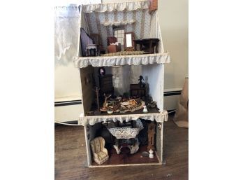 Vintage Americana Doll House & Accessories, Needs Cleaning,  Some Pieces May Be Broken, See All Pics
