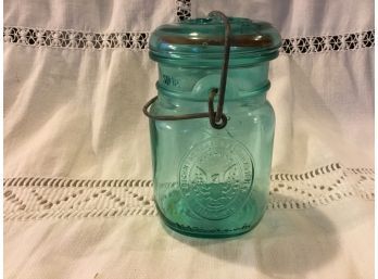 Ball Mason Jar Ideal Blue Bicentennial Celebration 1776*1976 Wire Close Jar