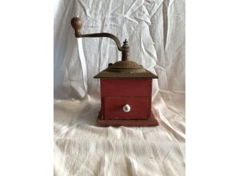 Vintage Wrightsville Coffee Mill Coffee Grinder, Red, Handle Does Turn, Needs Slight Repair, See All Pics
